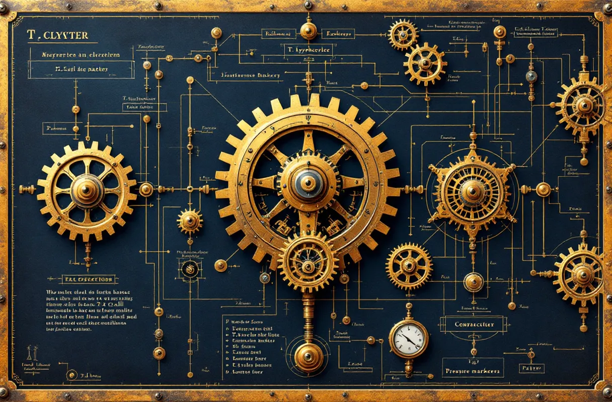Clockwork-style blueprint of T-cell maturation driven by interlocking brass and copper gears